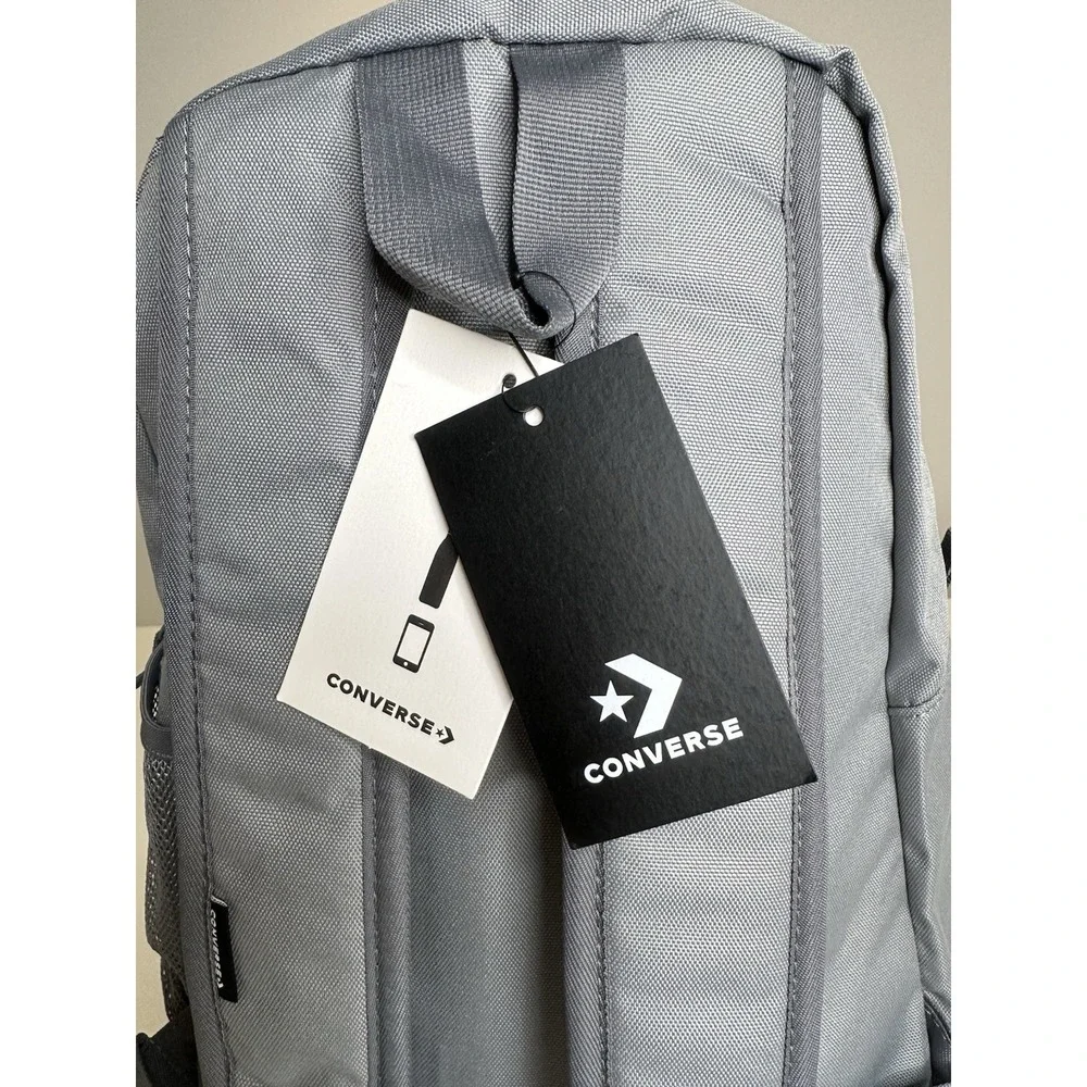 Converse Speed 2 Backpack Grey White Logo School Travel Bag 10018262-A04 NWT OS